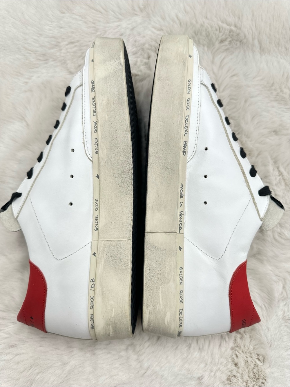 Golden Goose Hi Star White Blue Red Platform Sneaker Men’s size 44 US 11 - Picture 8 of 15